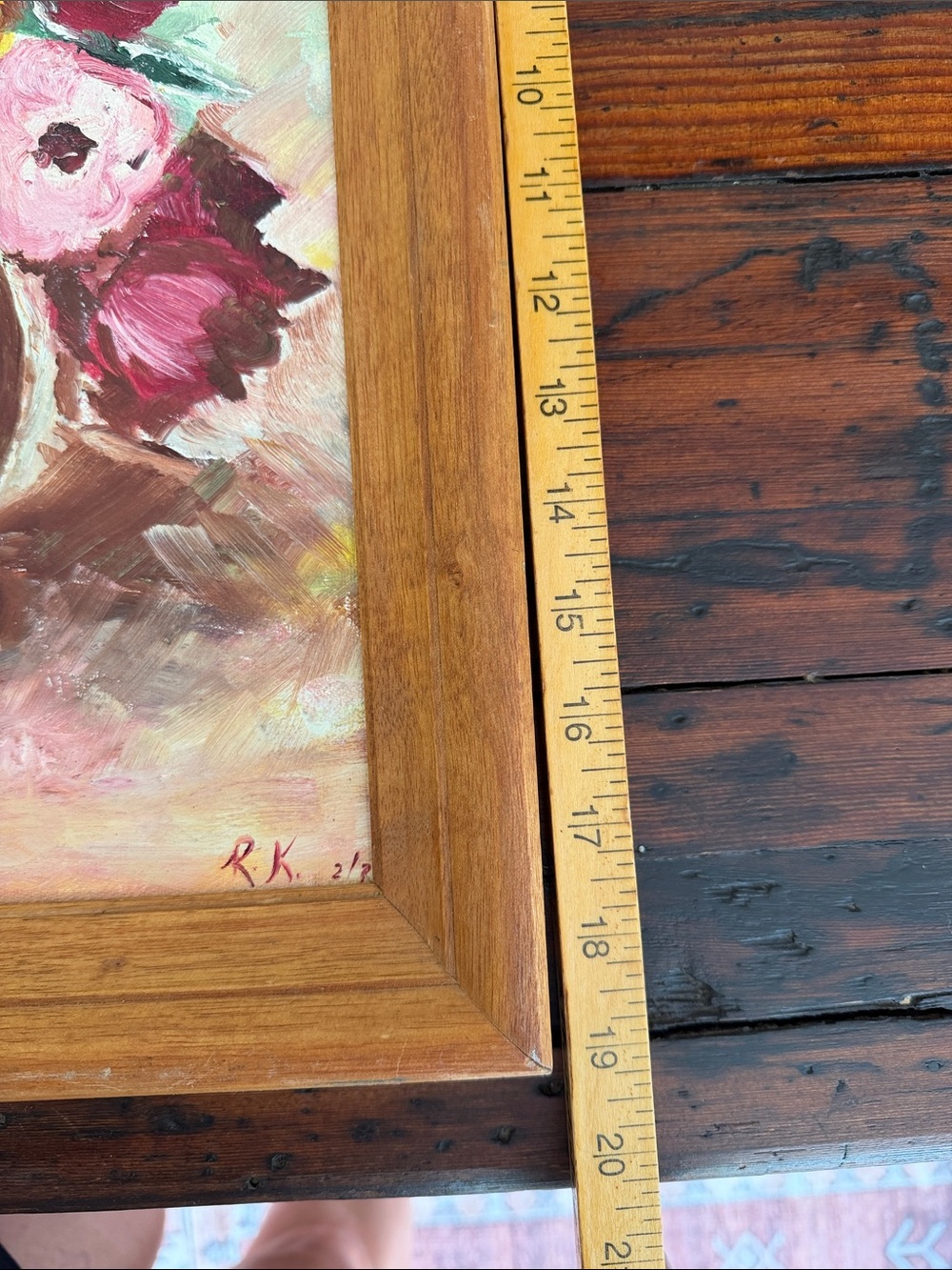 Vintage Floral Still Life Framed Painting.  Artist Signed. - Picture 7 of 9